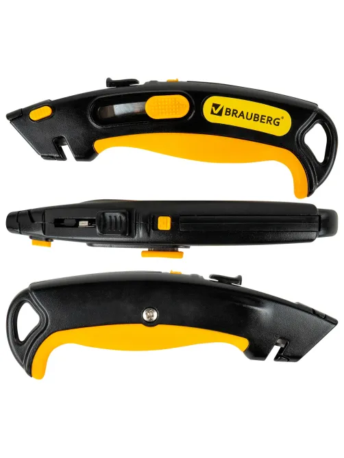 Нож универсальный мощный, BRAUBERG METALLIC PRO, автофиксатор, функция автовозврата, 238737