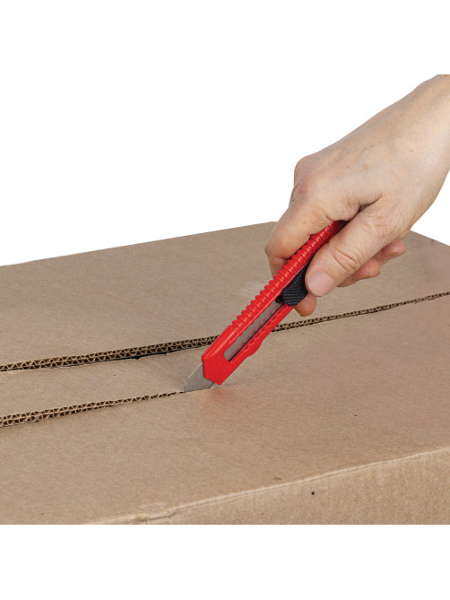Нож канцелярский 18 мм STAFF EVERYDAY, фиксатор, красный матовый корпус, упаковка с подвесом, 238768