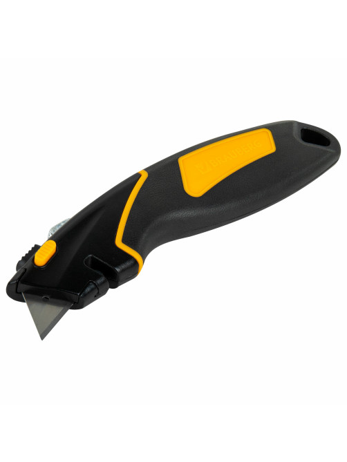 Нож универсальный мощный цинковый BRAUBERG METALLIC PRO, автофиксатор, резиновые вставки, 238738