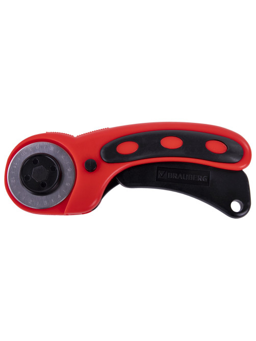 Нож раскройный роликовый 45 мм BRAUBERG PROFESSIONAL, круглое лезвие, резиновые вставки, 238087