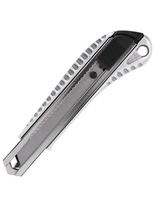 Нож канцелярский 18 мм, КОМПЛЕКТ 2 штуки + 10 ЛЕЗВИЙ, BRAUBERG Metallic, металлический корпус, 273929