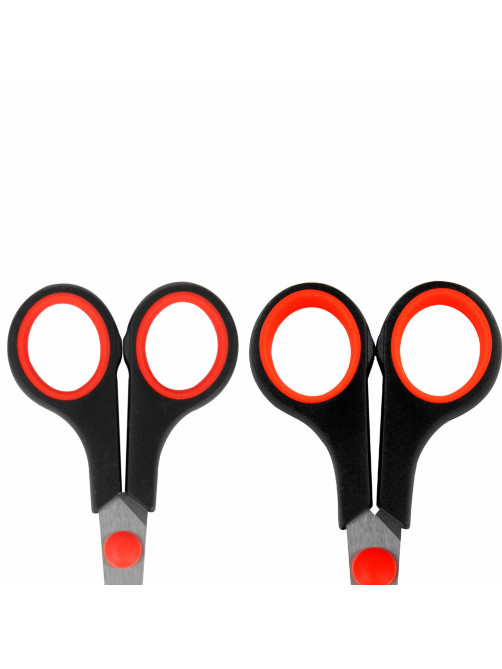 Ножницы BRAUBERG SOFT GRIP НАБОР 5 штук (140, 170, 190, 220, 240 мм), эргономичные черно-красные ручки, ВЫГОДНАЯ УПАКОВКА, 238410