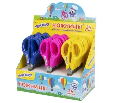 Ножницы ЮНЛАНДИЯ 130 мм, с линейкой, цвет ассорти, в дисплее, 238342