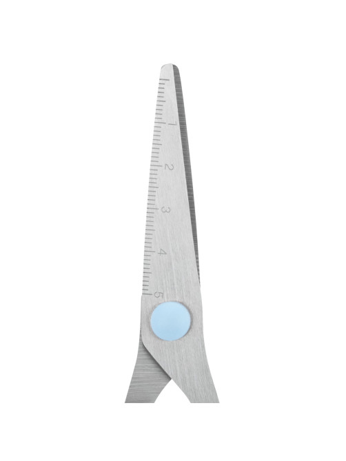Ножницы BRAUBERG KIDS 130 мм, ручки небесно-голубые, закругленные лезвия с линейкой, 274060