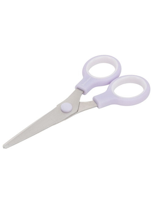 Ножницы BRAUBERG KIDS 130 мм, ручки лавандовые, закругленные лезвия с линейкой, 274061