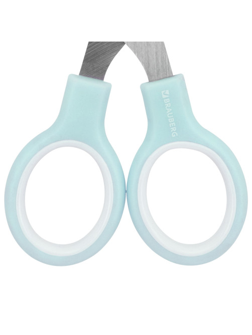 Ножницы BRAUBERG KIDS 130 мм, ручки мятные, закругленные лезвия с линейкой, 274062