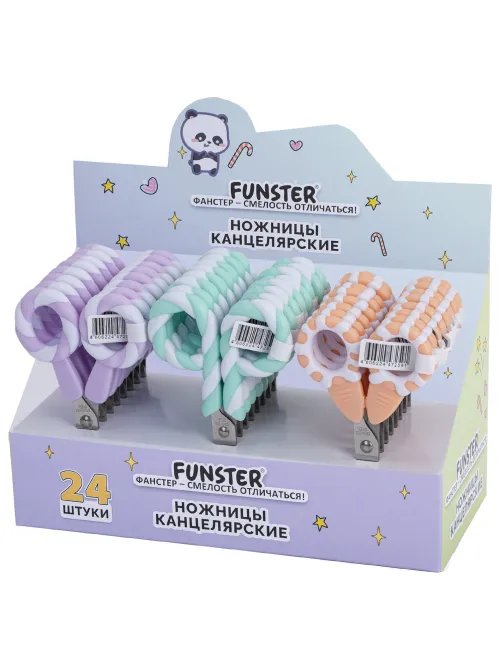 Ножницы FUNSTER (ФАНСТЕР) 130 мм, фигурные ручки ЛЕДЕНЦЫ из ABS пластика, в дисплее, 238853