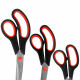 Ножницы BRAUBERG SOFT GRIP НАБОР 5 штук (140, 170, 190, 220, 240 мм), эргономичные черно-красные ручки, ВЫГОДНАЯ УПАКОВКА, 238410