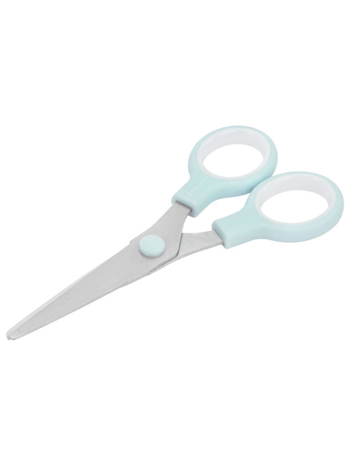 Ножницы BRAUBERG KIDS 130 мм, ручки мятные, закругленные лезвия с линейкой, 274062