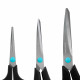 Ножницы BRAUBERG SOFT GRIP, НАБОР 3 штуки (140, 190, 230 мм), эргономичные черно-бирюзовые ручки, ВЫГОДНАЯ УПАКОВКА, 238411