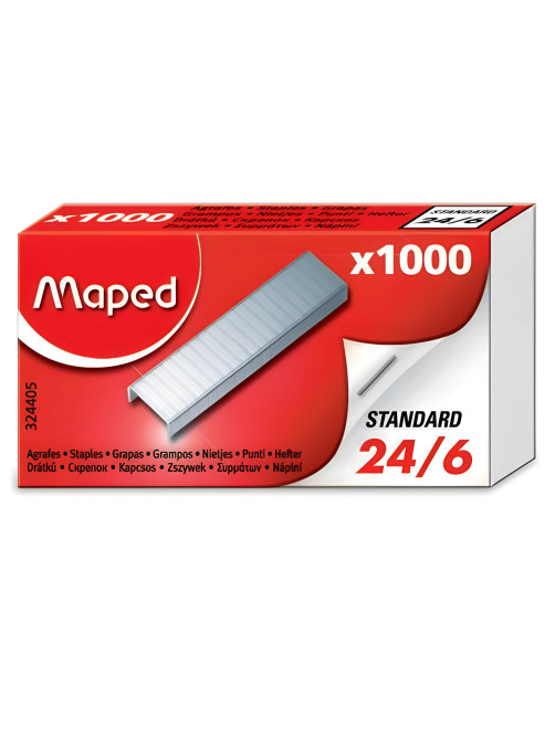 Скобы для степлера №24/6, 1000 штук, MAPED (Франция), до 20 листов, 324405