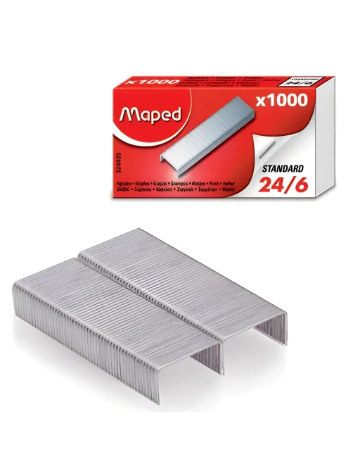 Скобы для степлера №24/6, 1000 штук, MAPED (Франция), до 20 листов, 324405