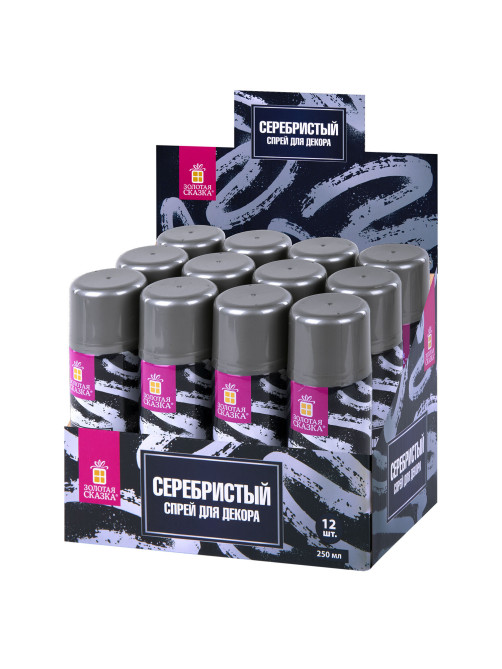 Спрей для декора СЕРЕБРИСТЫЙ, 250 мл, ЗОЛОТАЯ СКАЗКА, 592286