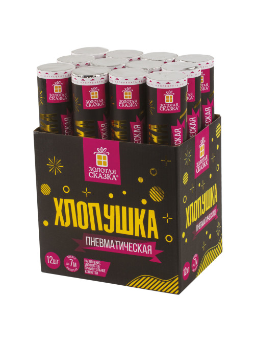 Хлопушка пневматическая ЗОЛОТАЯ СКАЗКА 30 см, фольга, прямоугольники, золотой, 591476