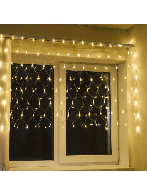Электрогирлянда-сеть комнатная 1,5х1 м, 120 LED, теплый белый, 220 V, контроллер, ЗОЛОТАЯ СКАЗКА, 591104