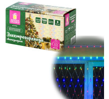 Электрогирлянда-сеть комнатная 1,5х1,5 м,160 LED, мультицветная, 220 V, контроллер, ЗОЛОТАЯ СКАЗКА, 591106
