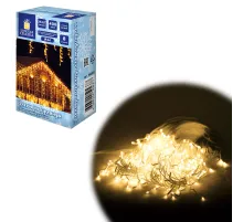Электрогирлянда-бахрома уличная 25х0,7 м, 400 LED, тёплый белый, 220 V, контроллер, ЗОЛОТАЯ СКАЗКА, 592551