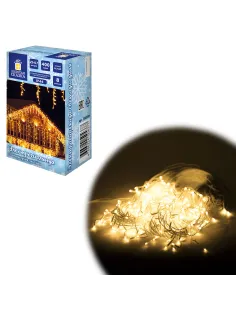 Электрогирлянда-бахрома уличная 25х0,7 м, 400 LED, тёплый белый, 220 V, контроллер, ЗОЛОТАЯ СКАЗКА, 592551