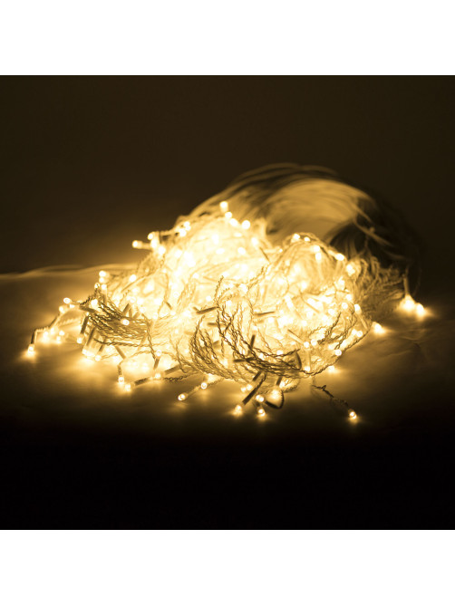 Электрогирлянда-бахрома уличная 25х0,7 м, 400 LED, тёплый белый, 220 V, контроллер, ЗОЛОТАЯ СКАЗКА, 592551