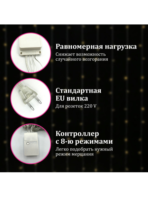 Электрогирлянда-занавес комнатная 