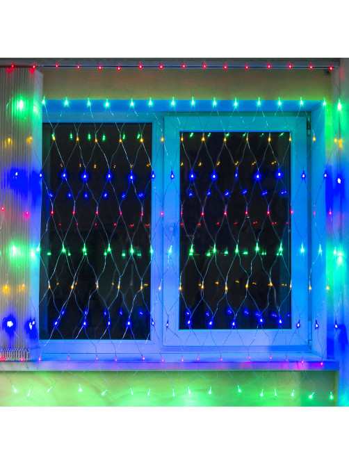 Электрогирлянда-сеть комнатная 1,5х1,5 м,160 LED, мультицветная, 220 V, контроллер, ЗОЛОТАЯ СКАЗКА, 591106