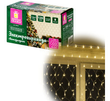 Электрогирлянда-сеть комнатная 1,5х1 м, 120 LED, теплый белый, 220 V, контроллер, ЗОЛОТАЯ СКАЗКА, 591104