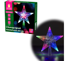 Звезда на ель ЗОЛОТАЯ СКАЗКА 10 LED, 16,5 см, прозрачный корпус, 3 цвета, на батарейках, 591272