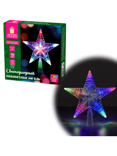 Звезда на ель ЗОЛОТАЯ СКАЗКА 10 LED, 16,5 см, прозрачный корпус, 3 цвета, на батарейках, 591272