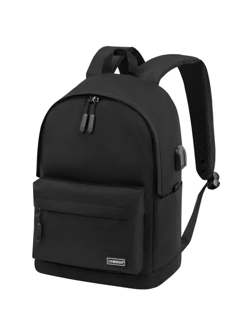 Рюкзак HEIKKI ACTIVE (ХЕЙКИ) универсальный, отделение для ноутбука, USB-порт, черный, 44х31х14 см, 272560