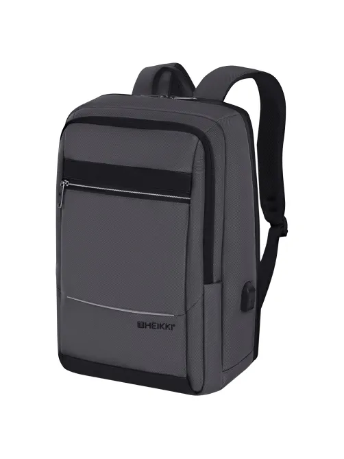 Рюкзак HEIKKI ELECT (ХЕЙКИ) универсальный, отделение для ноутбука, USB-порт, серый, 44х30х16 см, 273863