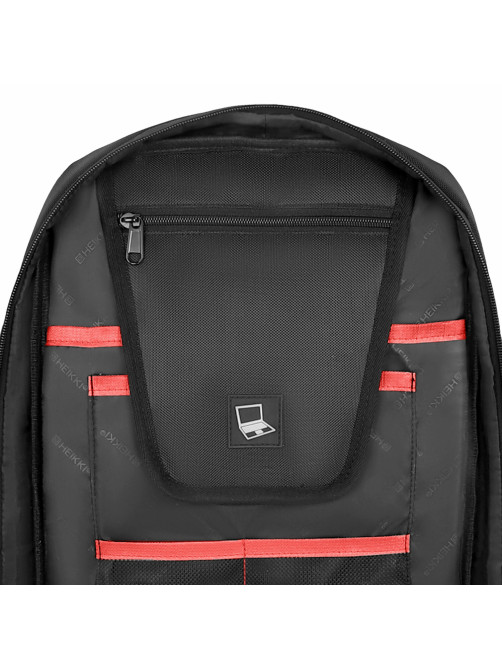 Рюкзак HEIKKI HIGH TECH (ХЕЙКИ) с отделением для ноутбука, USB-порт, черный, 46x30x10 см, 272588