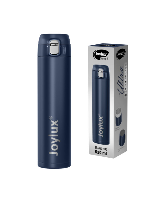 Термокружка 520 мл JOYLUX (ДЖОЙЛЮКС) ULTRA BLUE, нержавеющая сталь SUS304, синий матовый, 700278