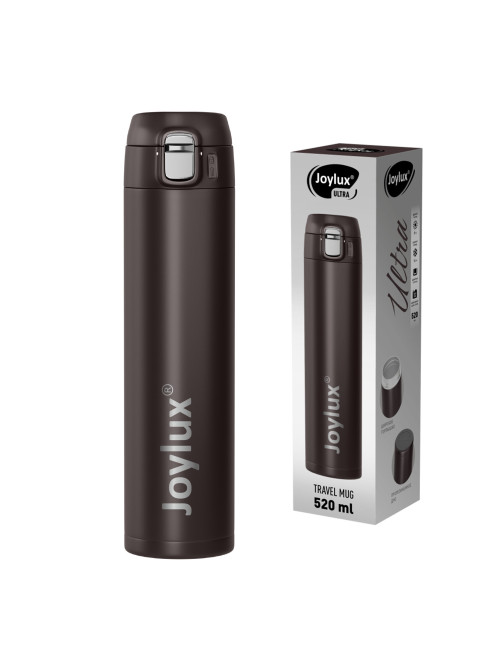 Термокружка 520 мл JOYLUX (ДЖОЙЛЮКС) ULTRA BROWN, нержавеющая сталь SUS304, коричневый матовый, 700279