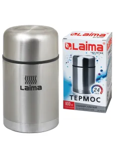 Термос LAIMA универсальный с широким горлом, 0,8 л, нержавеющая сталь, 601408