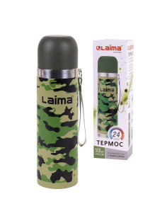 Термос LAIMA с узким горлом, 0,5 л, нержавеющая сталь, хаки, 601409