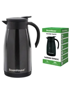 Чайник-термос 1 л, BOOMHOUSE (БУМХАУС) COFFEE BREAK, нержавеющая сталь SUS304, черный, ТЕРМОЧАЙНИК, 700328