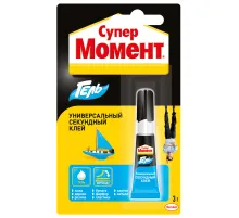 Клей-гель моментальный Супер МОМЕНТ, 3 г, отрывная мультикарта, 622917