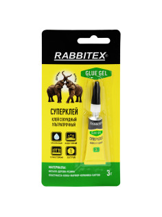 Клей-гель секундный суперклей УЛЬТРАПРОЧНЫЙ, блистер, 3 грамма, RABBITEX (РАББИТЕКС) 