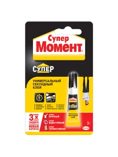 Клей моментальный Супер МОМЕНТ, 3 г, отрывная мультикарта, 608976