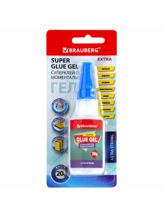Клей-Гель моментальный ультрапрочный суперклей BRAUBERG EXTRA, 20 г, МАКСИМАЛЬНЫЙ ОБЪЕМ, 608102