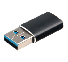 Переходник USB 3.1 AM/Type-C (F), CABLEXPERT 5 Гбит/с, QC3.0, металлический корпус, Pro, черный, A-USB3.1-AMCF