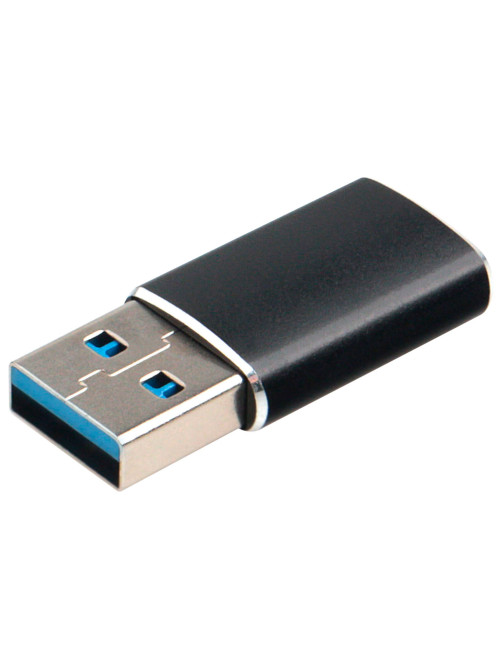 Переходник USB 3.1 AM/Type-C (F), CABLEXPERT 5 Гбит/с, QC3.0, металлический корпус, Pro, черный, A-USB3.1-AMCF