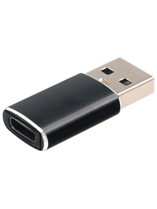 Переходник USB 3.1 AM/Type-C (F), CABLEXPERT 5 Гбит/с, QC3.0, металлический корпус, Pro, черный, A-USB3.1-AMCF