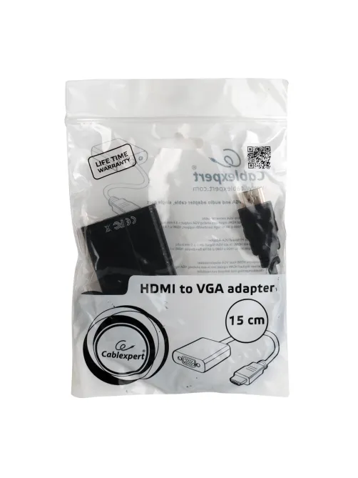 Кабель-переходник HDMI-VGA, 15 см, CABLEXPERT, M-F, для передачи аналогового видео, A-HDMI-VGA-04