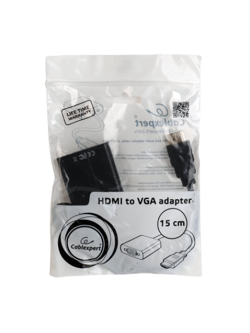 Кабель-переходник HDMI-VGA, 15 см, CABLEXPERT, M-F, для передачи аналогового видео, A-HDMI-VGA-04