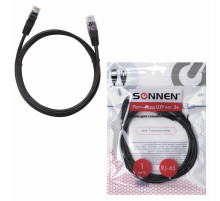 Кабель (патчкорд) UTP 5E категория, RJ-45, 1 м, SONNEN, для подключения Интернета по локальной сети LAN, 513122
