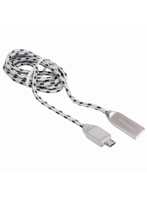 Кабель USB 2.0 – micro USB, 1 м, SONNEN Premium, медь, передача данных и быстрая зарядка, 513125
