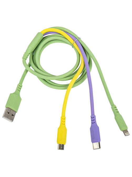 Кабель для зарядки 3 в 1 USB 2.0-Micro USB/Type-C/Lightning, 1 м, SONNEN, медь, 513562