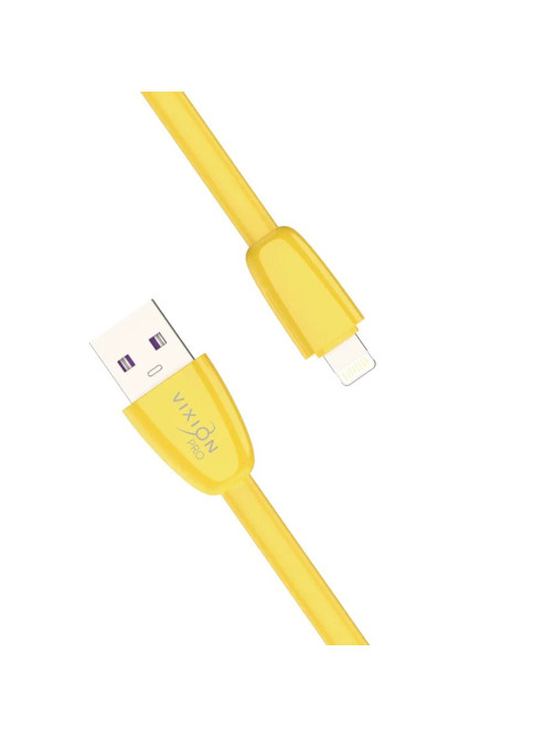 Кабель силиконовый USB – Lightning 8 pin, 1 м, VIXION PRO VX-12i, для зарядки и передачи данных, желтый, 02984, БП-00000966