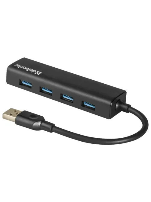 Хаб USB 3.0, 4 порта, черный, DEFENDER QUADRO EXPRESS, 83204